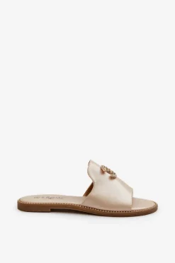 Eleganckie Klapki Damskie Błyszczące Z Ozdobą S.Barski KV27-050 Złote