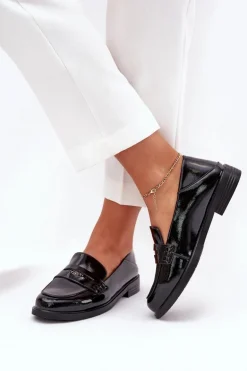 Eleganckie Lakierowane Mokasyny Damskie Z Naturalnej Skóry Vinceza 18100 Czarne