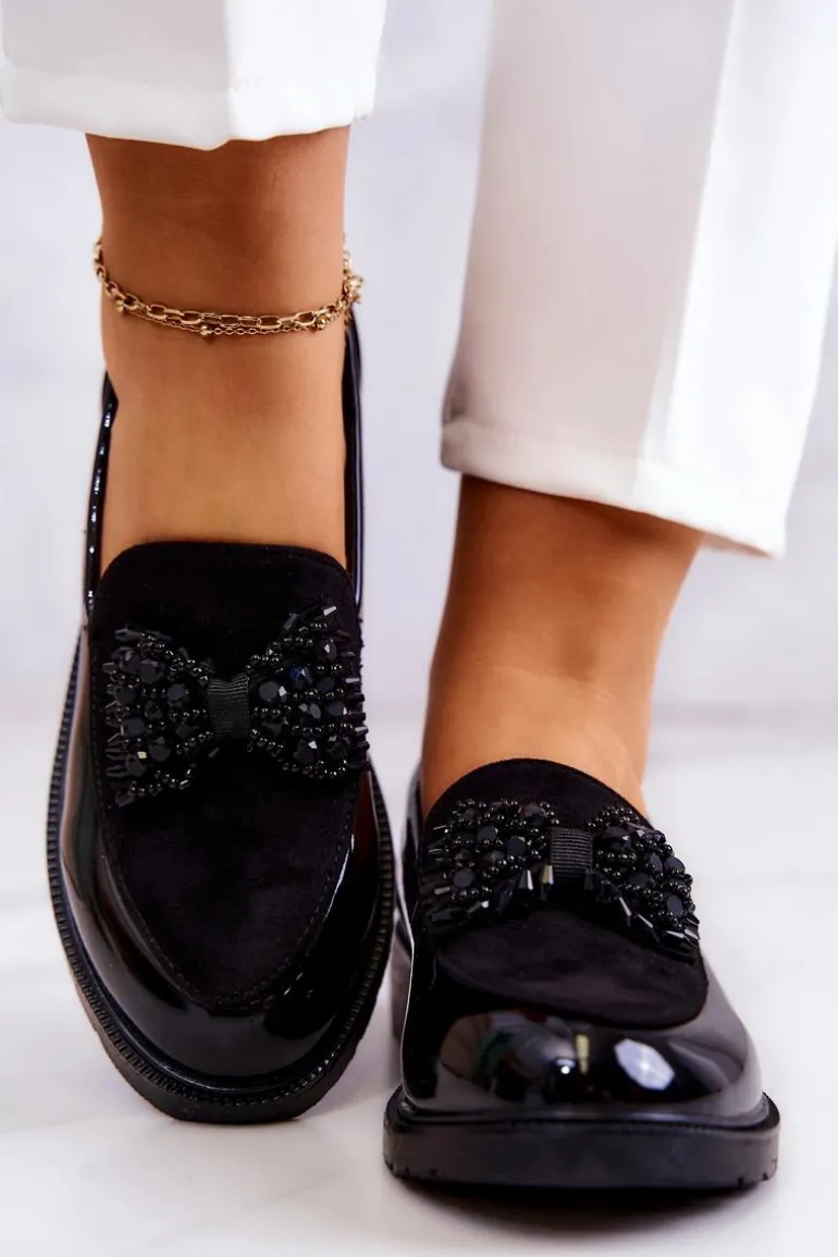 Eleganckie Lakierowane Mokasyny Loafery Czarne S.Barski HY51-318 Belize