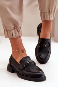 Eleganckie Mokasyny Damskie Z Naturalnej Skóry Czarne Vinceza 91114