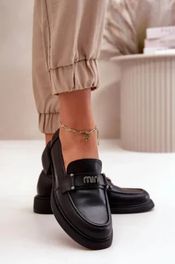 Eleganckie Mokasyny Damskie Z Naturalnej Skóry Czarne Vinceza 91114