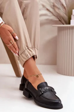 Eleganckie Mokasyny Damskie Z Naturalnej Skóry Czarne Vinceza 91114