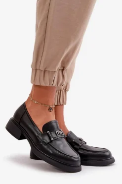 Eleganckie Mokasyny Damskie Z Naturalnej Skóry Czarne Vinceza 91114