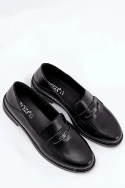 Eleganckie Mokasyny Damskie Z Naturalnej Skóry Vinceza 18100 Czarne