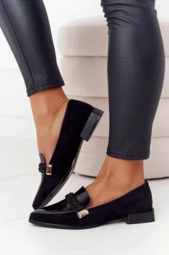 Eleganckie Mokasyny S.Barski Premium Zamszowe Czarne