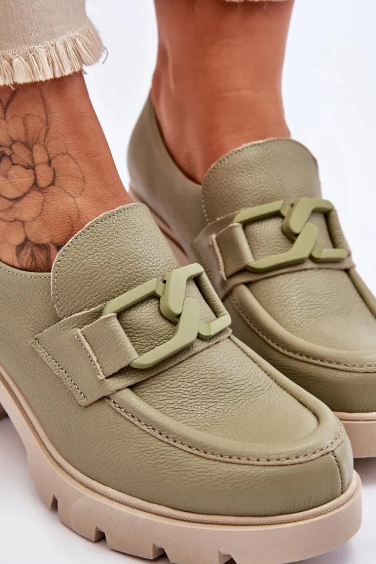 Eleganckie Półbuty Na Słupku Z Ozdobą Zielone Lemar Harmell