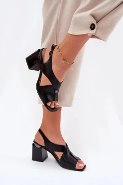 Eleganckie Sandały Damskie Na Słupku Vinceza 62238 Czarne