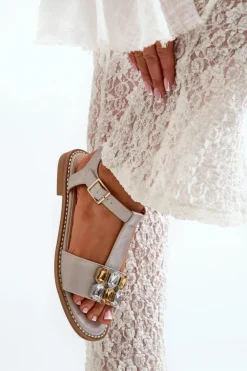 Eleganckie Sandały Damskie Z Ozdobnymi Detalami S.Barski KV27-030 Beżowe