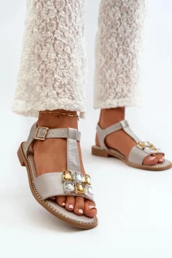 Eleganckie Sandały Damskie Z Ozdobnymi Detalami S.Barski KV27-030 Beżowe