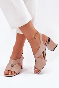 Eleganckie Sandały Damskie Na Słupku Vinceza 62238 Beżowe