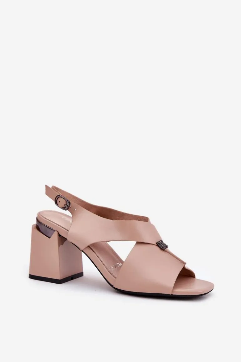 Eleganckie Sandały Damskie Na Słupku Vinceza 62238 Beżowe