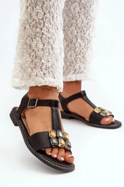 Eleganckie Sandały Damskie Z Ozdobnymi Detalami S.Barski KV27-030 Czarne