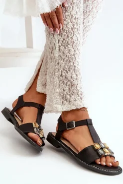 Eleganckie Sandały Damskie Z Ozdobnymi Detalami S.Barski KV27-030 Czarne