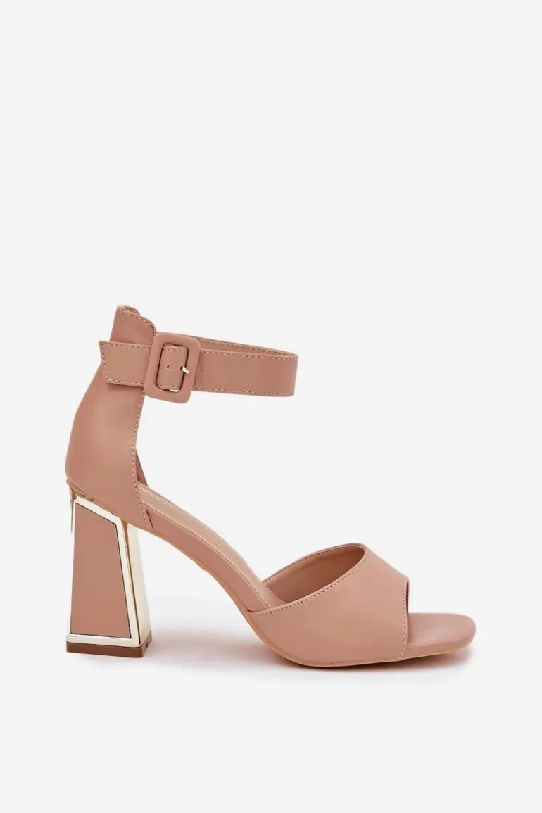 Eleganckie Sandały Damskie Na Słupku Nude Rosazara