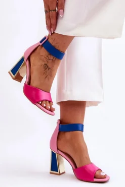 Eleganckie Sandały Na Obcasie Różowo-Niebieskie Sorel