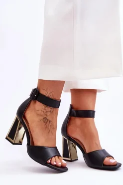 Eleganckie Sandały Na Obcasie Czarne Sorel