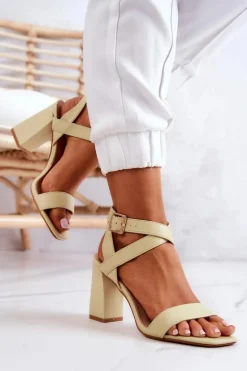 Eleganckie Sandały Na Słupku Pastelowy Zielony Michele