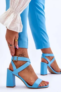 Eleganckie Sandały Na Słupku Jasnoniebieskie Michele