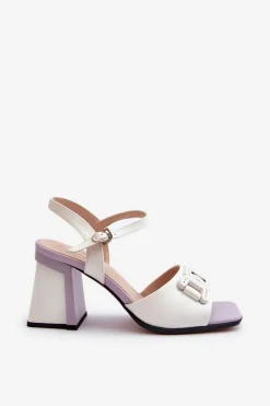Eleganckie Sandały Na Słupku Z Ozdobą Białe D&A MR38-156