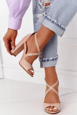 Eleganckie Sandały Na Słupku Nude Jemma