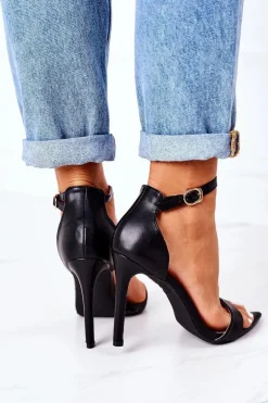 Eleganckie Sandały Na Szpilce Lu Boo Czarne
