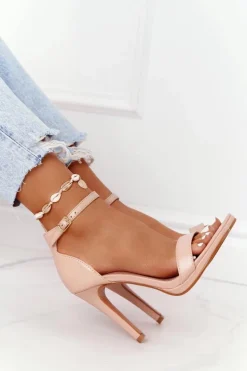 Eleganckie Sandały Na Szpilce Nude Glamour