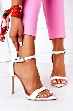 Eleganckie Sandały Na Szpilce Lu Boo Białe