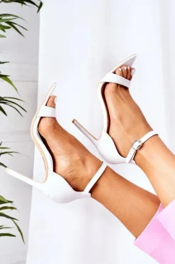 Eleganckie Sandały Na Szpilce Lu Boo Białe