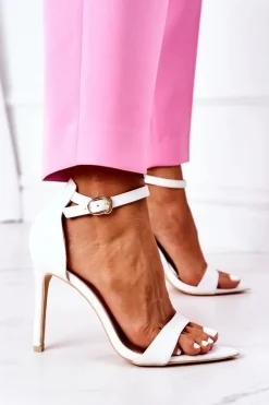 Eleganckie Sandały Na Szpilce Lu Boo Białe