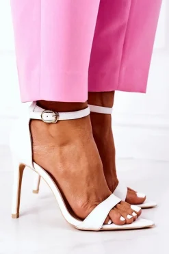 Eleganckie Sandały Na Szpilce Lu Boo Białe