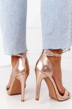 Eleganckie Sandały Na Szpilce Różowe Złoto Glamour