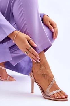 Eleganckie Wsuwane Sandałki Na Obcasie Nude Colima