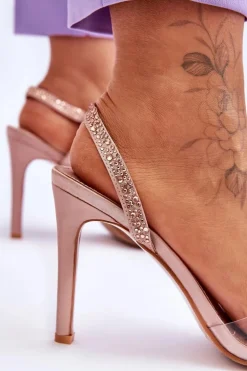 Eleganckie Wsuwane Sandałki Na Obcasie Nude Colima