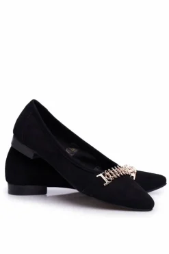 Eleganckie Zamszowe Baleriny Czarne Nicole 2466