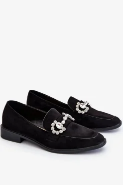 Eleganckie Zamszowe Mokasyny Czarne Aliya