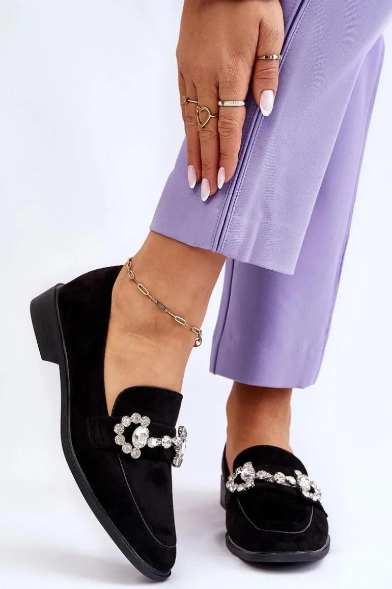 Eleganckie Zamszowe Mokasyny Czarne Aliya