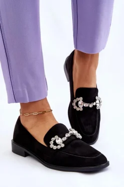 Eleganckie Zamszowe Mokasyny Czarne Aliya