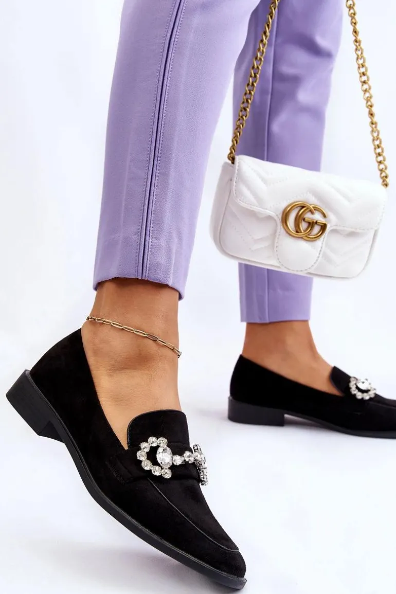 Eleganckie Zamszowe Mokasyny Czarne Aliya