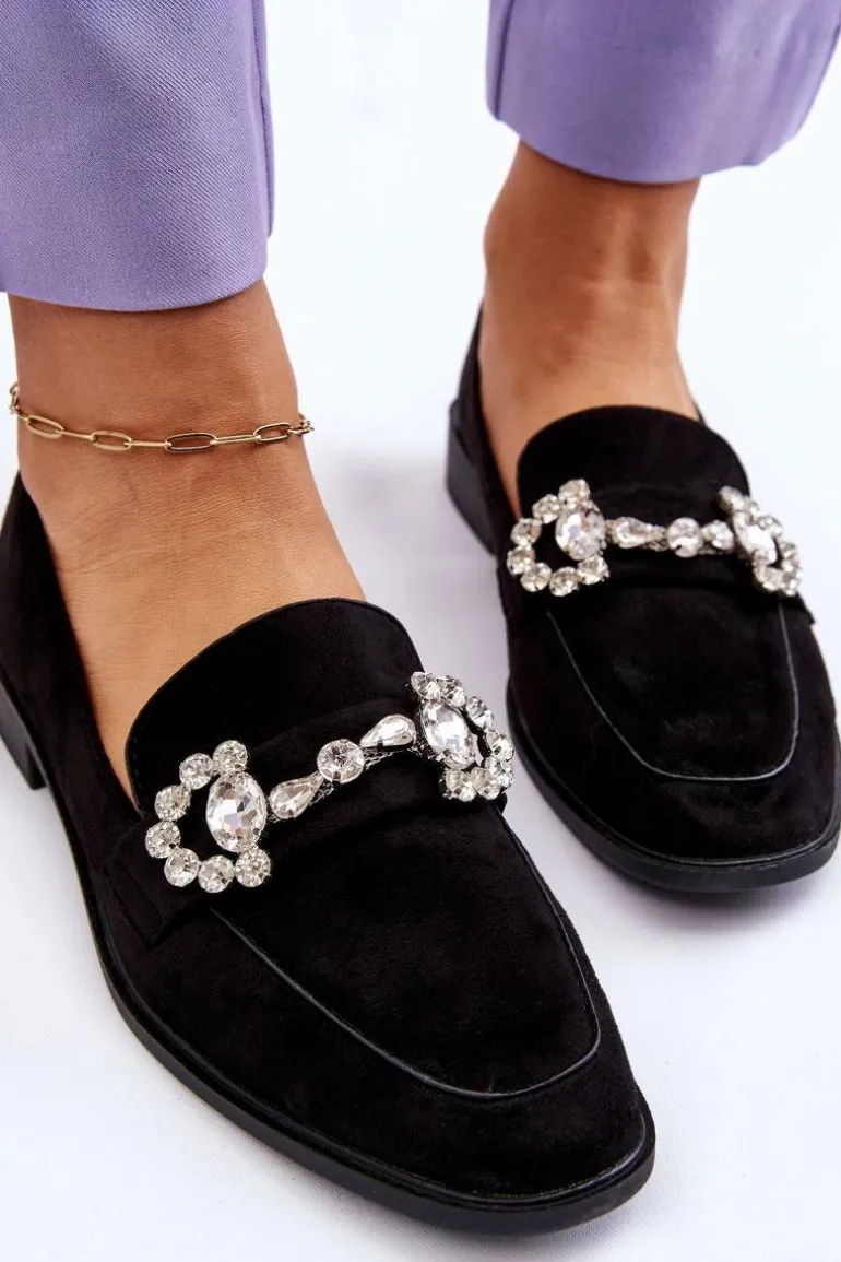 Eleganckie Zamszowe Mokasyny Czarne Aliya