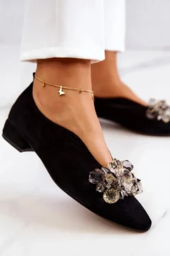 Eleganckie Zamszowe Półbuty Z Ozdobą Czarne McQueen