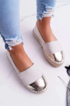 Espadryle Damskie Beżowe Platforma Ringer