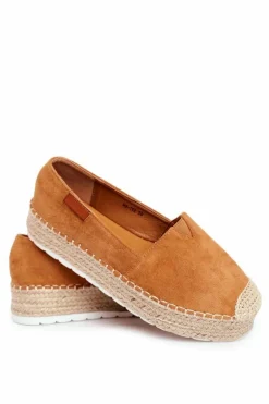 Espadryle Damskie Na Platformie Lniane Camel La Playa