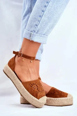 Espadryle Damskie Na Platformie Lniane Camel Palermo