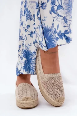 Espadryle Damskie Na Platformie Vinceza 17392 Beżowe