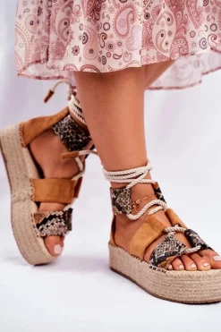 Espadryle Damskie Na Platformie Lniane Snake India