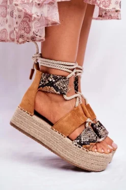 Espadryle Damskie Na Platformie Lniane Snake India