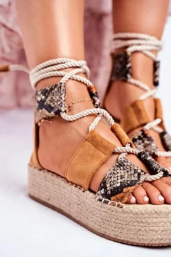 Espadryle Damskie Na Platformie Lniane Snake India