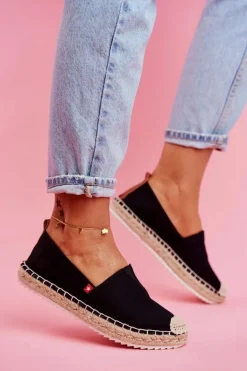 Espadryle Damskie Pleciona Podeszwa Czarne Big Star FF274A498