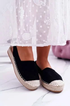 Espadryle Damskie Tenisówki Czarne Moriente