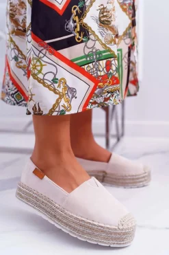 Espadryle Damskie Wsuwane Zamszowe Beżowe Mariako